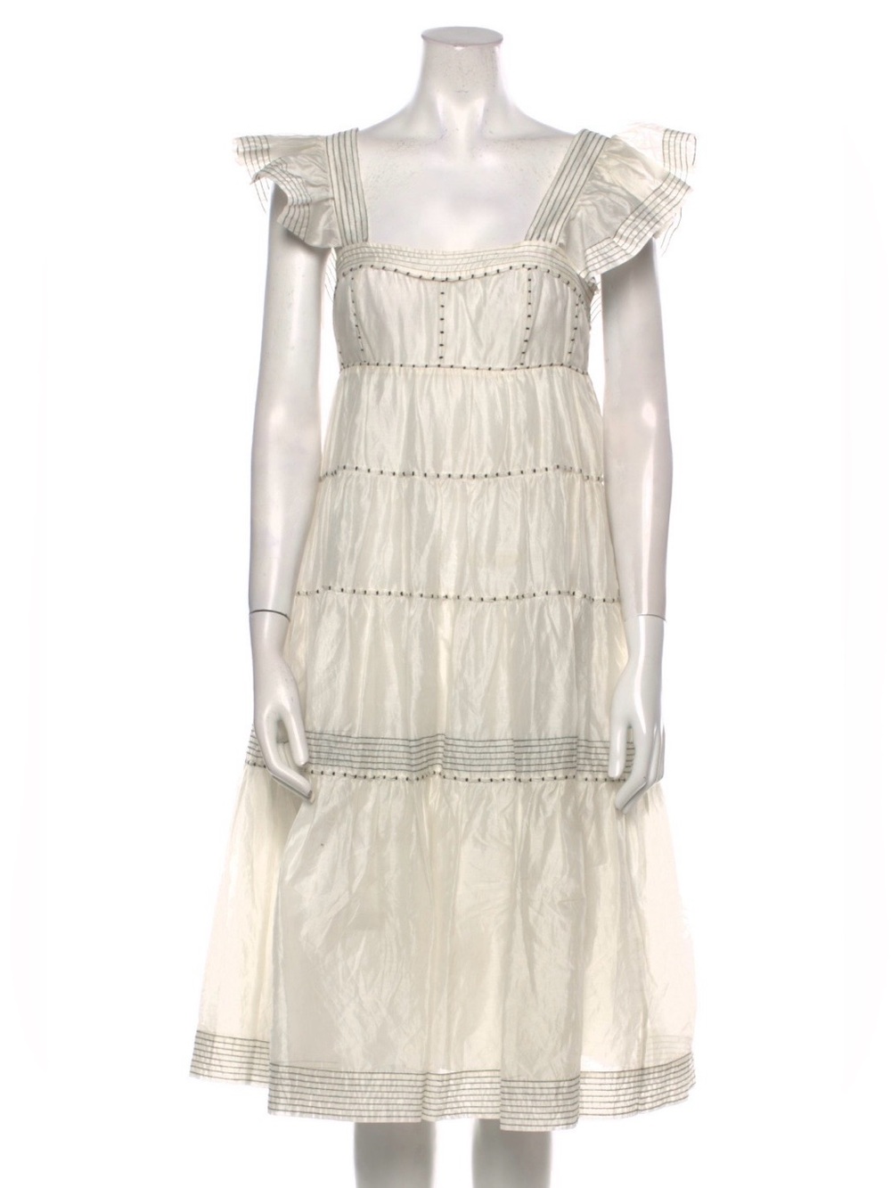 Ulla Johnson Ivory Ruffle Sleeve Midi Dress